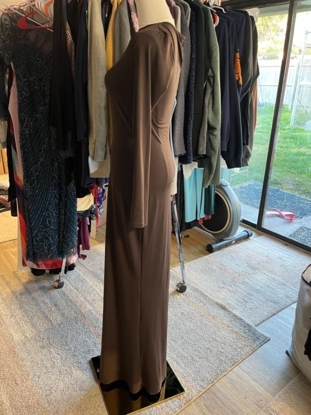 Missguided Coffee Brown Slinky Maxi Dress Size S - Picture 5 of 9